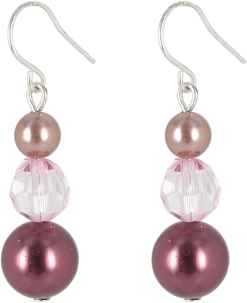 Amazon Collection Blush Tonal Simulated Pearl and Faceted Bead Drop Earrings