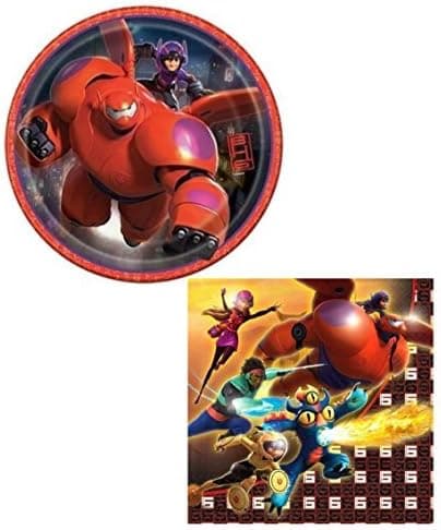 Amscan Big Hero Six Dessert Plates and Beverage Napkins for 16 Guests