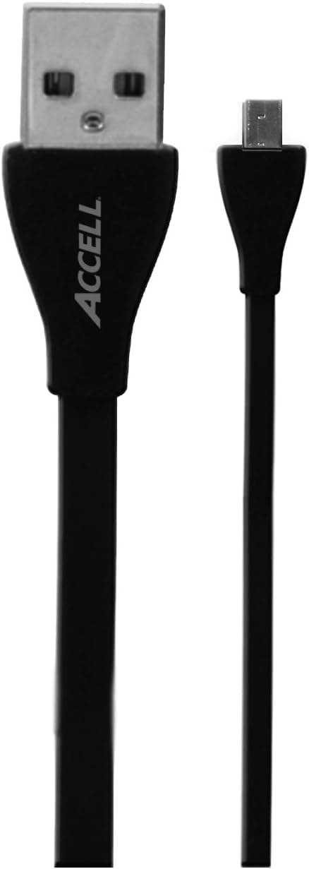 Accell A153B-007B USB 2.0 A (Male) to Micro B (5-pin Male) Thin Flat Cable, 3.3ft/1m