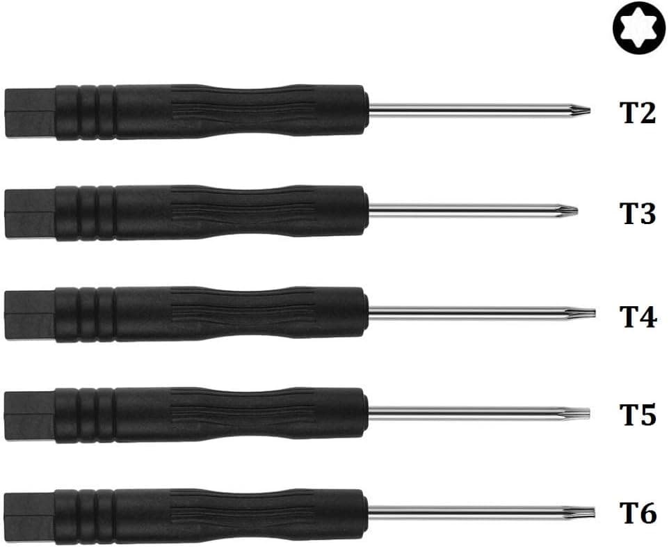Fixinus Set of 5 Mini Magnetic Screwdriver Set Complete Repair Tool for Cell Phone Samsung Laptop PC Tablet Games with Torx T2 T3 T4 T5 T6