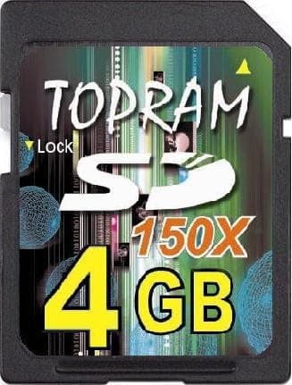 TOPRAM 4GB SD 150X card compatible with Treo 700W, TomTom 300
