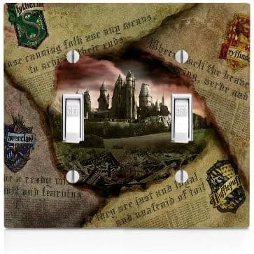 Magic Newspaper with Castle Image Double Light Switch Plate Cover