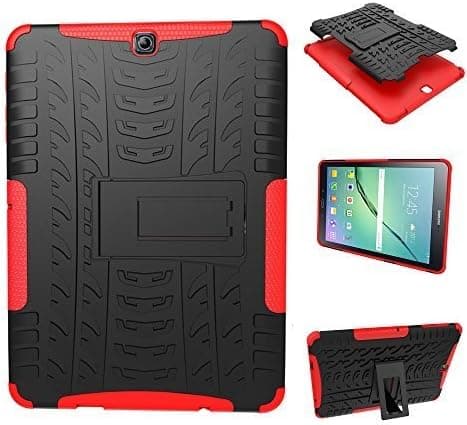 Aoways Tab S2 9.7 Case , Armor Hybrid Design with Stand Feature Detachable Dual Layer Protective Shell Hard Tablet Back Case Cover for Samsung Galaxy Tab S2 9.7inches SM-T810/T815,Red