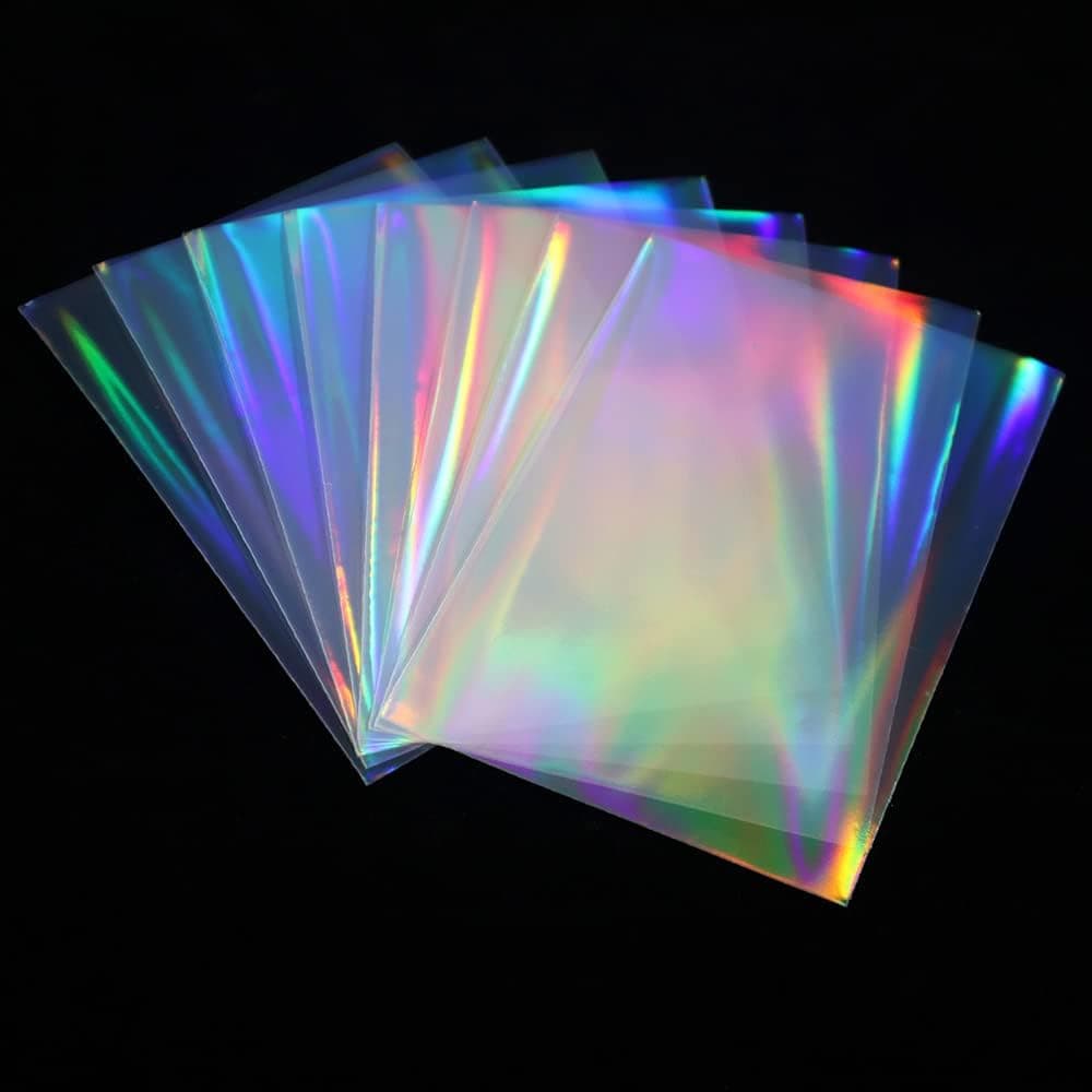 Black Lotus 100CT Double Side Foil Gemstone Rainbow Laser Flashing Holographic YGO Photo Card Sleeves Trading Cards Shield Magic Card Protector Flashing Protective Idol Cover (Rainbow 61x88mm)