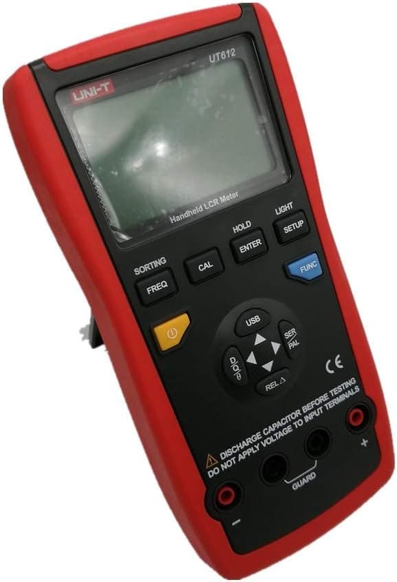 UNI-T UT612 LCR Meter Inductance 20uH～2000H Capacitance 200pF～20mF Resistance 20Ω～200MΩ Frequency 100Hz/120Hz/1kHz/10kHz/100kHz Tester L/C/R/DCR/Q/D/θ/ESR Count 20000 USB PC Software