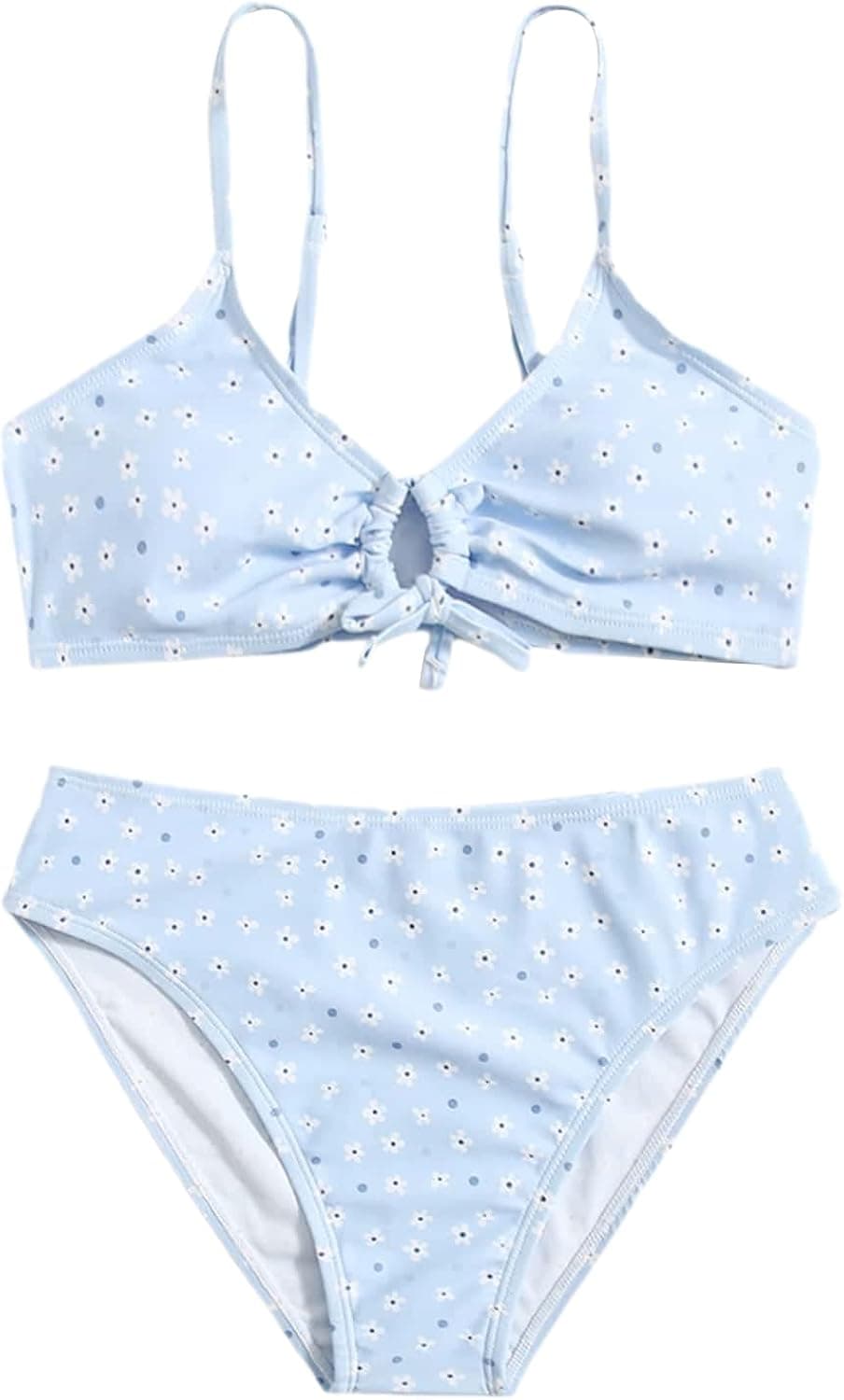 Romwe Gril's Floral Print Bikini Bathing Suit Wireless 2 Piece Swimsuit