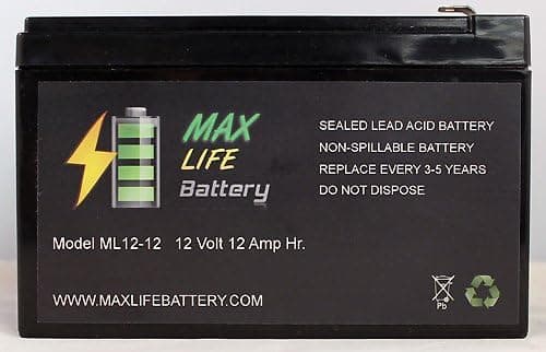 Max Life Battery - 12V 12AH F2 KID TRAX RECHARGEABLE REPLACEMENT BATTERY - ML12-12F265