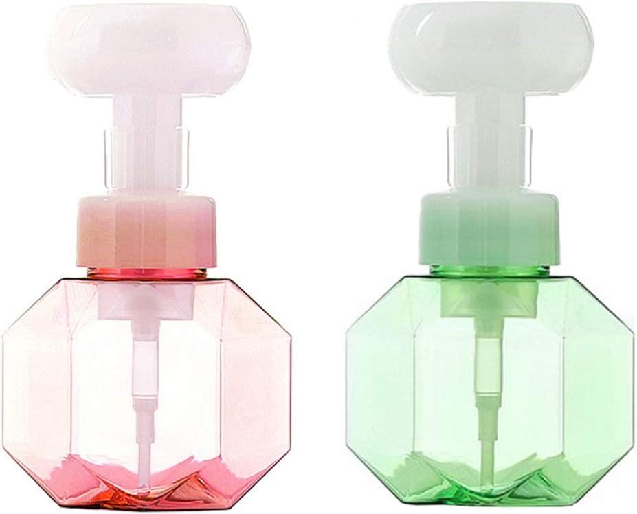 Cabilock 2pcs Foaming Soap Dispenser Creative Flower Shape Empty Liquid Hand Soap Containers Plastic Press Bubble Bottles for Facial Cleanser Lotion Shampoo Cosmetic Random Color