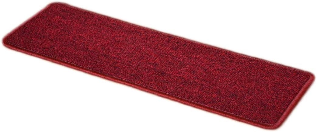 Dean Serged DIY Carpet Stair Treads 27" x 9" - Cardinal Red - Set of 13 Plus a Matching 2' x 3' Landing Mat