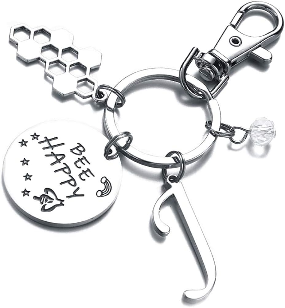 Initial Charm Keychain Horse Llama Giraffe Sunflower Gifts for Women Girls