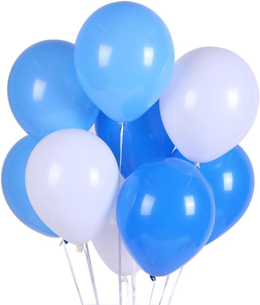 LFYDM Latex Balloon 100 pcs 12 inch : White and Blue and Light Blue Latex Balloons