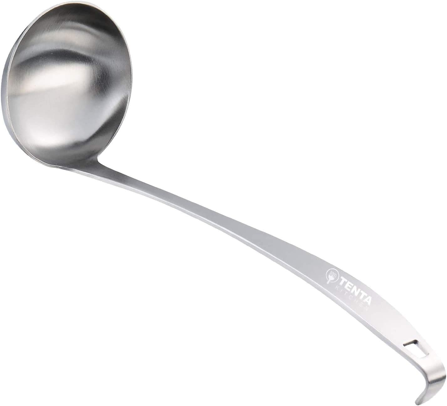 TENTA Kitchen 3oz/85ml Stainless Steel Small Soup Ladle Spoon Ladle Stainless Steel,11.5"x 3.6" – One-piece Professional Ladle With Hook And Hole For Convenient Hanging