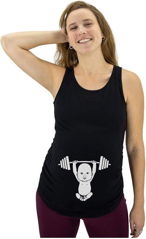 Women's Maternity Top Baby Lifter Reps for Mom Funny Pregnancy Tank Top XX-Large Black