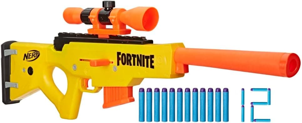 NERF Fortnite BASR-L Bolt Action, Clip Fed Blaster -- Includes Removable Scope, 6-Dart Clip and 12 Official NERF Elite Darts