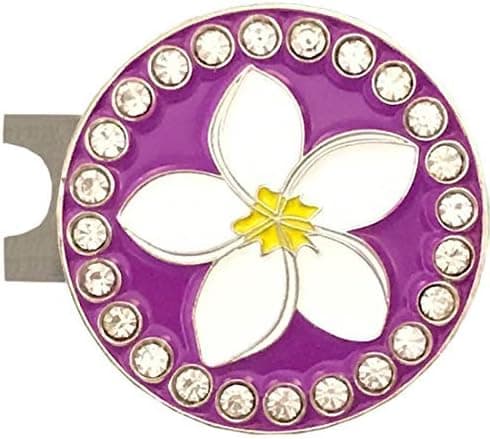 Giggle Golf Bling Plumeria Golf Ball Marker with A Standard Hat Clip