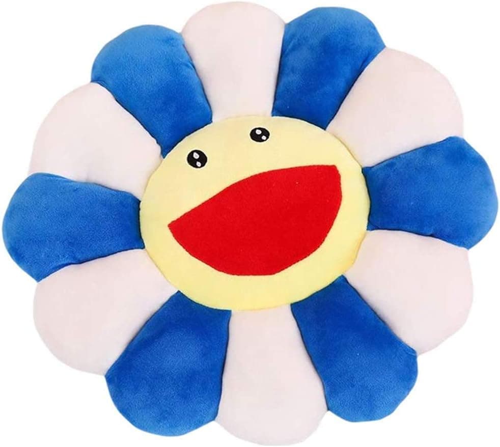 TEFU Flower Plush Pillow, Sunflower Pillow Soft & Comfortable Sunflower Smiley Cushion Colorful Sun Flower Plush Toy Home Bedroom Shop Restaurant Decor (Blue,16.5in/42cm)