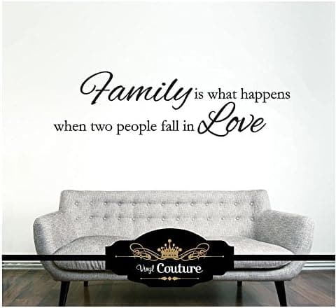 FAMILY IS WHAT HAPPENS WHEN TWO PEOPLE FALL IN LOVE Vinyl Wall Art vinyl wall lettering words sticky art home decor quotes stickers decals