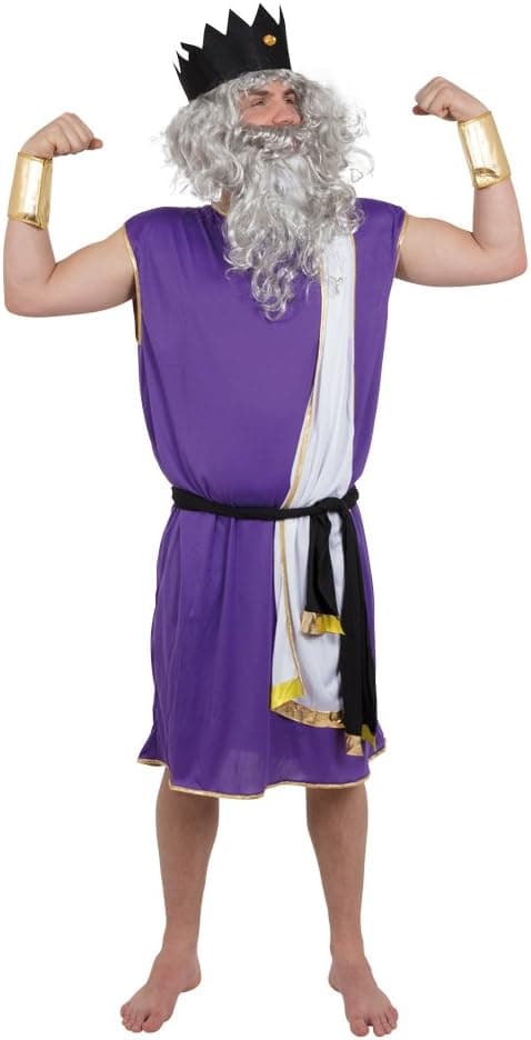 Bristol Novelty AC345 King Neptune Costume Set | for Men | Purple, Multi-Colour, 42-44-Inch