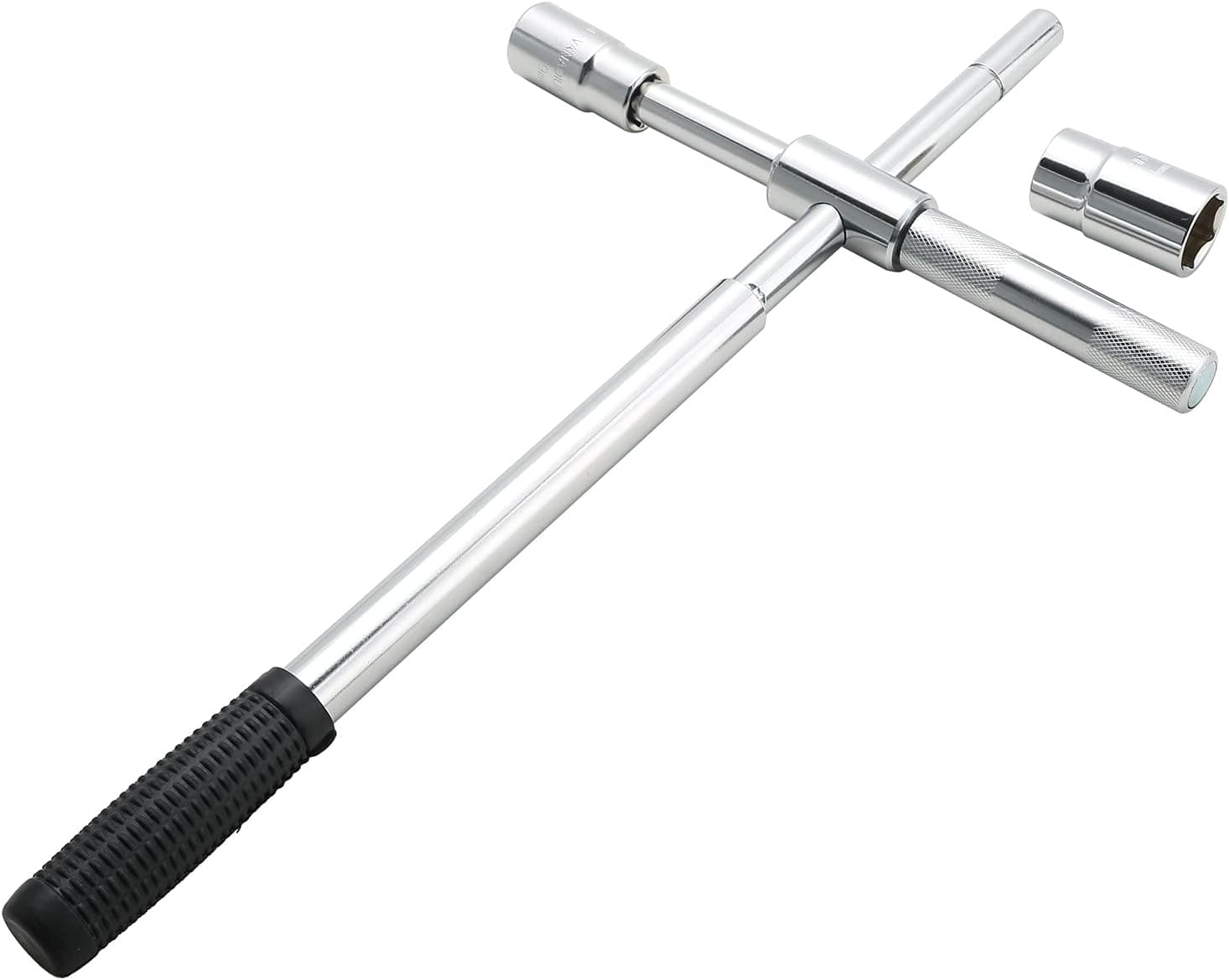 FLKQC 23" Universal Extended Lug Wrench, 4 Way Tire Iron Nut Wrench Set with Storage Bag and Standard Sockets (17mm/19mm,21mm/23mm) for Heavy Duty Cross Wrench, Wheel Wrench