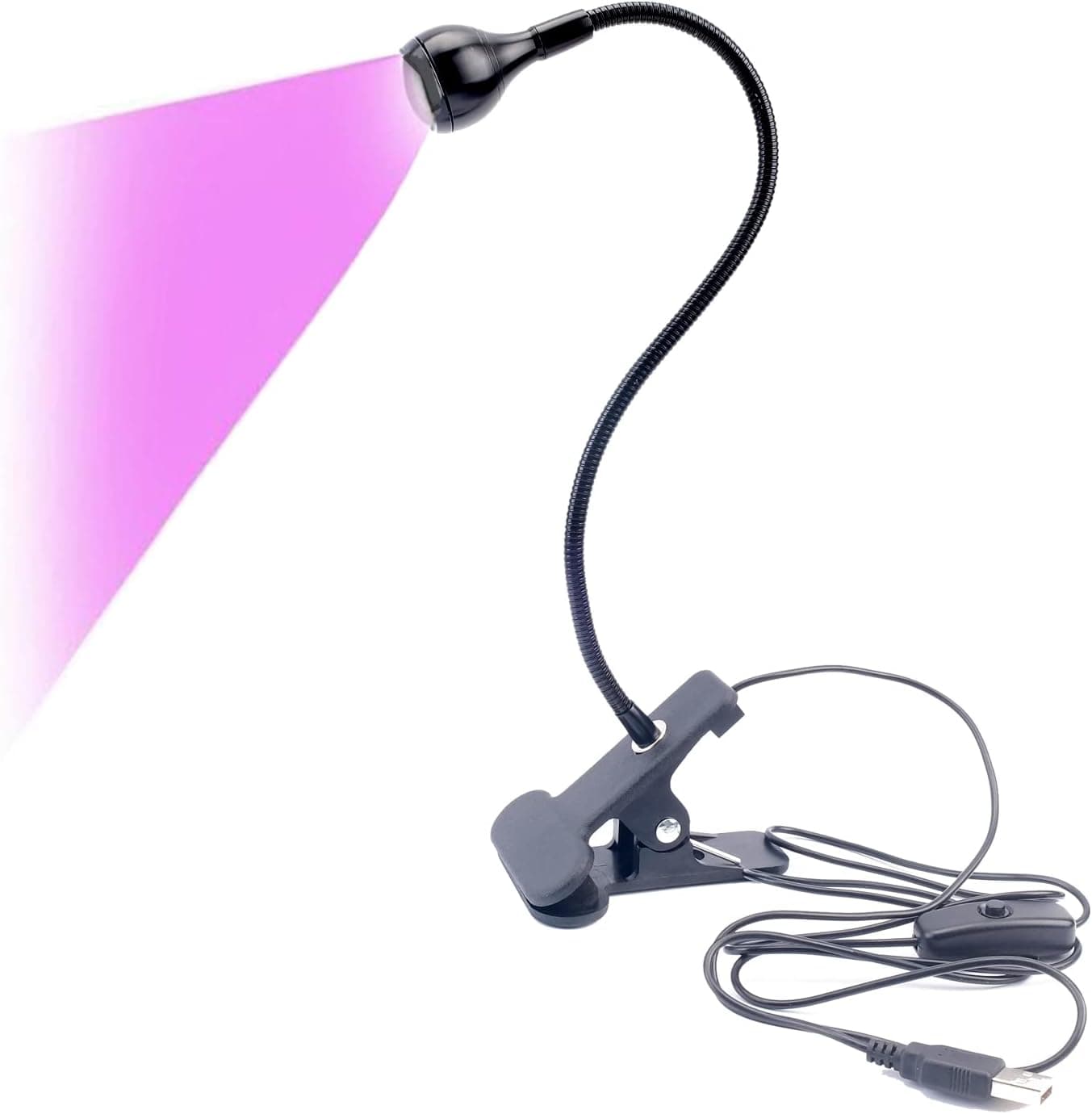 shinydream Black Light, Gooseneck Lamp with Clip, Portable Ultra Violet Blacklight for UV Gel Nail,Blacklight Posters, Glow Party, Decorations,Fluorescent Agent Detection, Purple