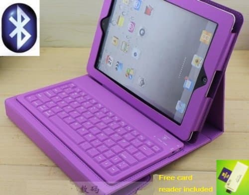 Accforcity Purple New Ipad3 , Ipad2 Case with Keyboard & Bluetooth , Leather Case for Apple New Ipad3 , Ipad 2