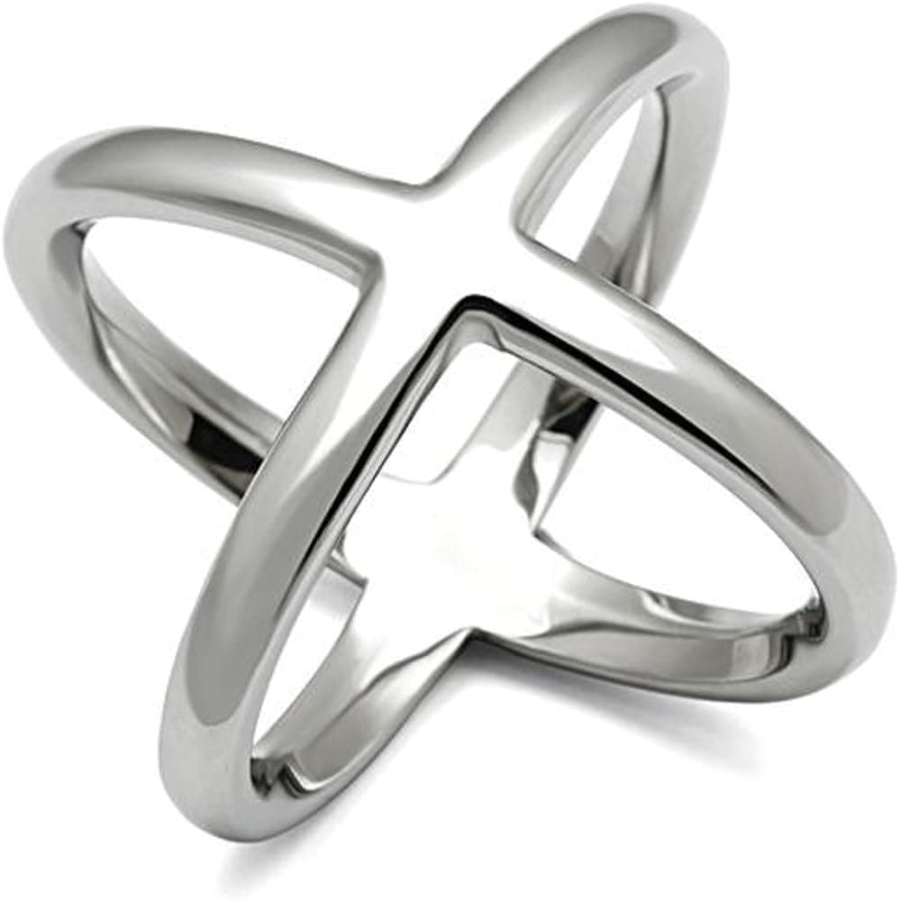 Mai Jewelry Shop & Hair Accessories Big X Crisscross Design Stainless Steel Ring