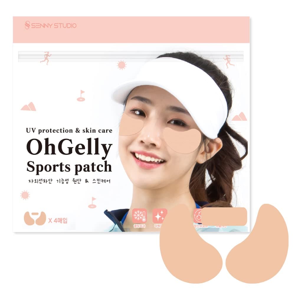 OhGelly Sports Patche Sun Protection UV Stickers for Sunscreen Facial Patches for Outdoor Activities Sunblock Face Lift Tape TPE Gel Golf Patches with Ingredients UV Protection Patch 4 Pairs