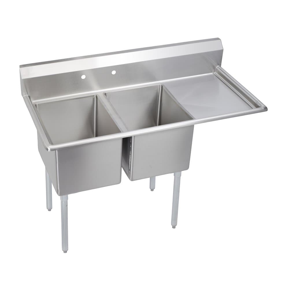 Deluxe 2-Compartment Sink, 18" Right drainboard