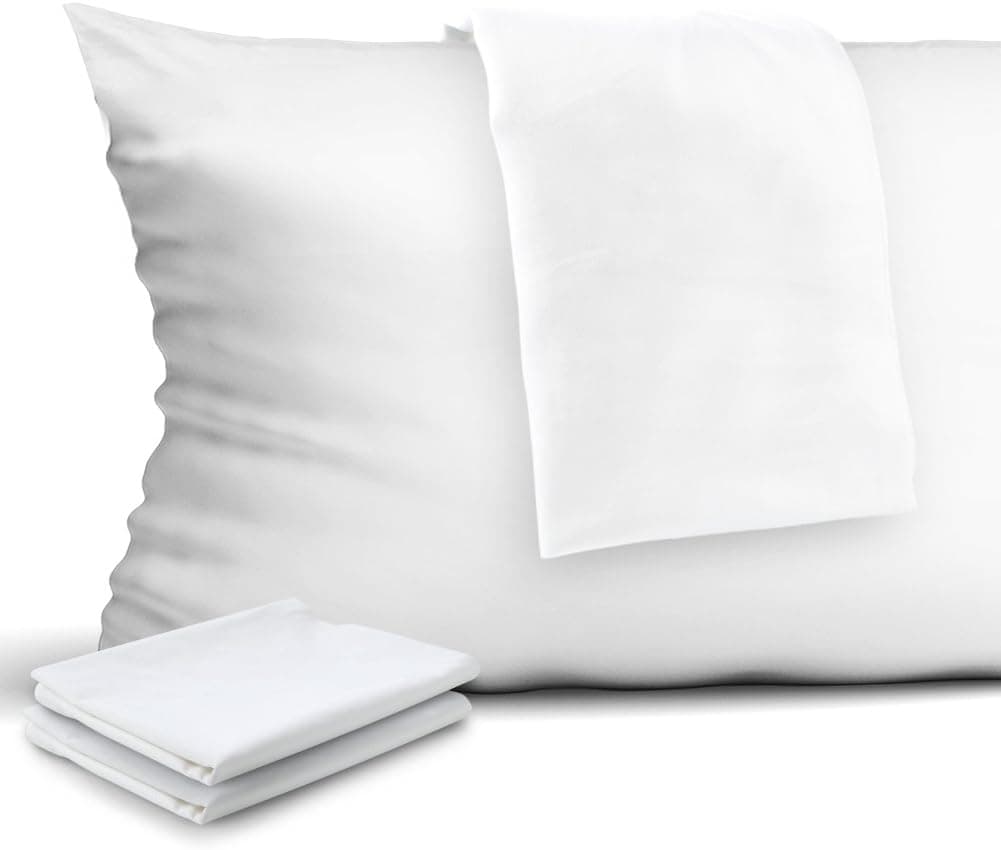 4-Pack Zippered Pillow Protectors, Premium 400 Thread Count 100% Egyptian Cotton White Zippered Pillowcases Pillow Covers, Standard
