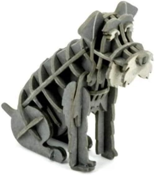 JIGZLE Schnauzer Paper 3D Puzzle - Laser Cut Miniature Animal Craft Kit for Kids and Adults - Birthday Gift and Party Favor for Puzzle and Origami Paper Craft Enthusiasts