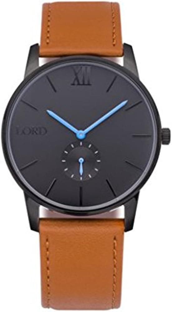 Lord Timepieces Watch. Solitude Black Blue Tan Leather