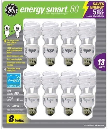 GE 13-Watt Energy SmartTM, 60 Watt Output - 7 Packs of 8 (Total of 56 Bulbs!)