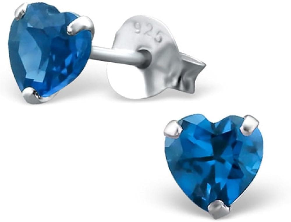 ICYROSE 925 Sterling Silver London Blue CZ Heart Stud Earrings 24668