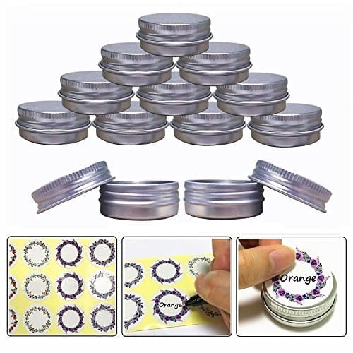 JOYWEE Aluminum Tin Jars, Cosmetic Sample Metal Tins Empty Container Bulk, Round Pot Screw Cap Lid, Small Ounce for Candle, Lip Balm, Salve, Make Up, Eye Shadow, Powder (24 Pack.5 Oz/15ml)