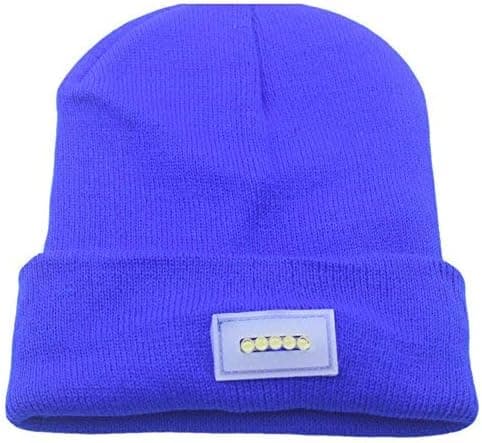Mens Winter 5 lED Lights Lighted Night Fishing Knitt Beanie Hat Cap Roll-up Brim