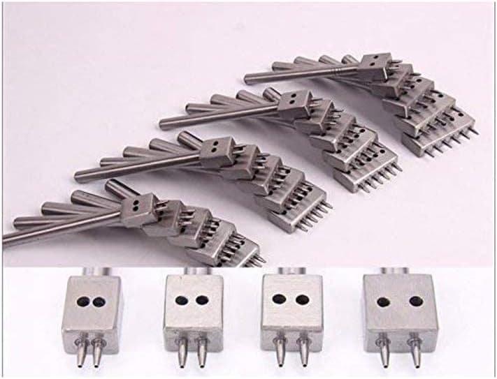 NW 3pcs 2/4/6 Prong Row Steel Holes Punch DIY Leather Craft Hollow Punch for Leather Precise Holes (4mm)