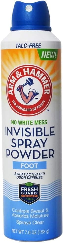Arm + Hammer Invisible Foot Powder Spray Eliminates Foot Odor & Absorbs Moisture & Sweat while Spraying Clear 7 Ounce (Pack of 3)