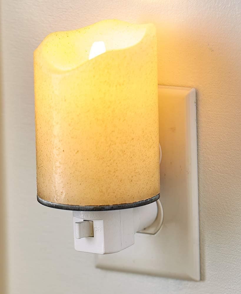 The Lakeside Collection Realistic Flickering Flame Candle Night Light - Ivory
