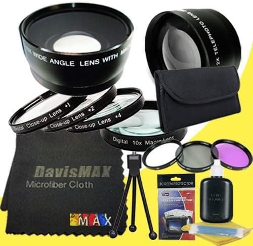 DavisMAX 77mm Macro Close Up Kit + Wide Angle + 2X Telephoto Lenses + 3 Piece Filter Kit for Canon EOS 6D with Canon 24-105mm f/ 4L is EF USM Lens Fibercloth Deluxe Lens Bundle