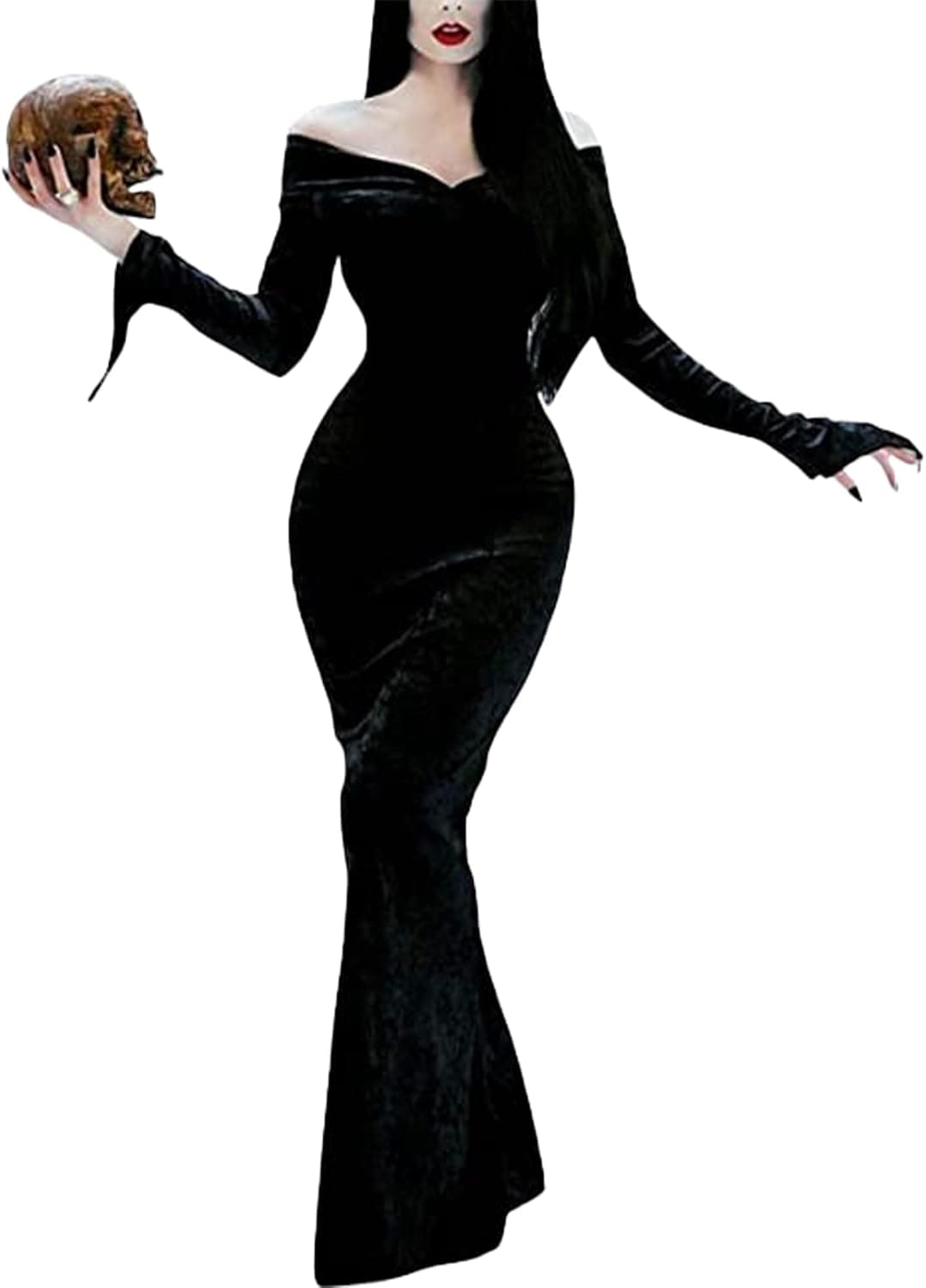 YAOHUOLE Halloween Costume Addams Family Pugsley Costume Off Shoulder Party Dresses S-2XL