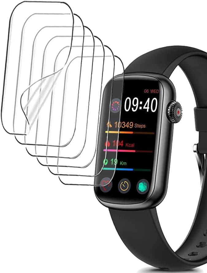 smaate Screen Protector Compatible with MorePro and FITVII HM08 1.47 inch Fitness Tracker, Soft TPU, 6-Pack, Bubble Self-healing, Full coverage, Anti-scratch, High-Transparency