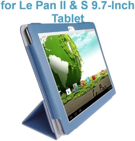 Le Pan II 9.7"/ Le Pan S 9.7" Tablet Custom Fit Portfolio Leather Case Cover with Built In Stand- Blue