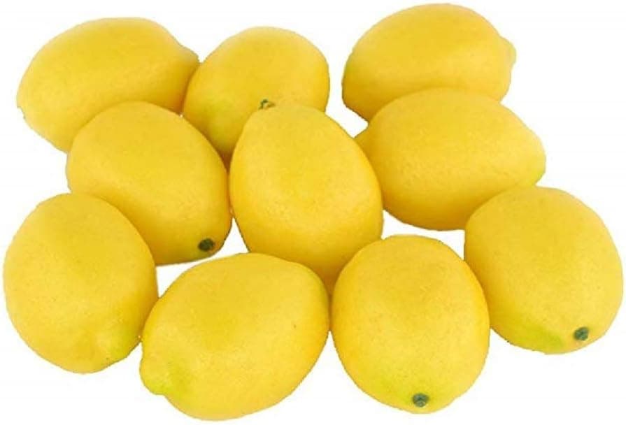 Sohapy 10pcs Yellow Artificial Lifelike Simulation Lemon Fake Fruit for Home Kitchen Cabinet Decoration
