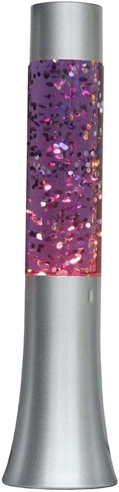 Lightahead® 13" Glitter Glow Lamp with Metal Base Motion Sparkle Lamp with Color Changing Lights & Silver Glitter
