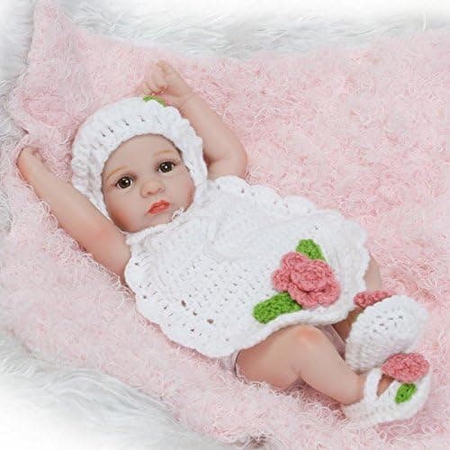 Pinky Handmade 26cm 10 inch Lifelike Miniature Hard Vinyl Silicone Full Body Reborn Baby Girl Doll Realistic Looking Newborn Baby Dolls Cute Toy Xmas Birthday Gift