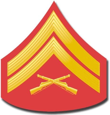 US Marine E-4 Corporal Red/Gold Chevron Rank Insignia Decal Sticker 3.8"