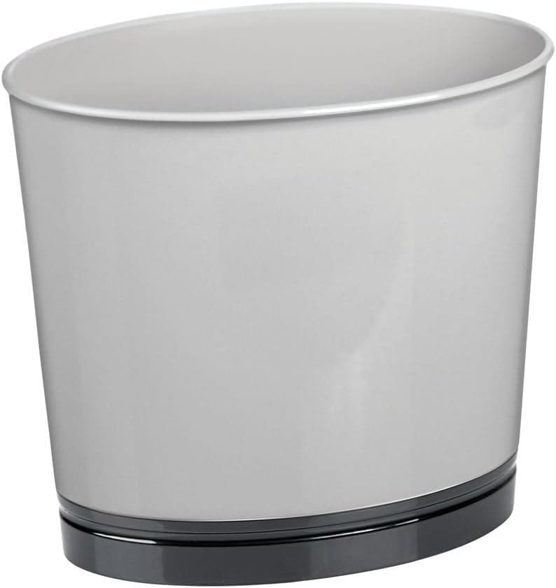 iDesign InterDesign Wastebasket Trash Bathroom, Kitchen, Office-Gray/Black York Oval Waste Can