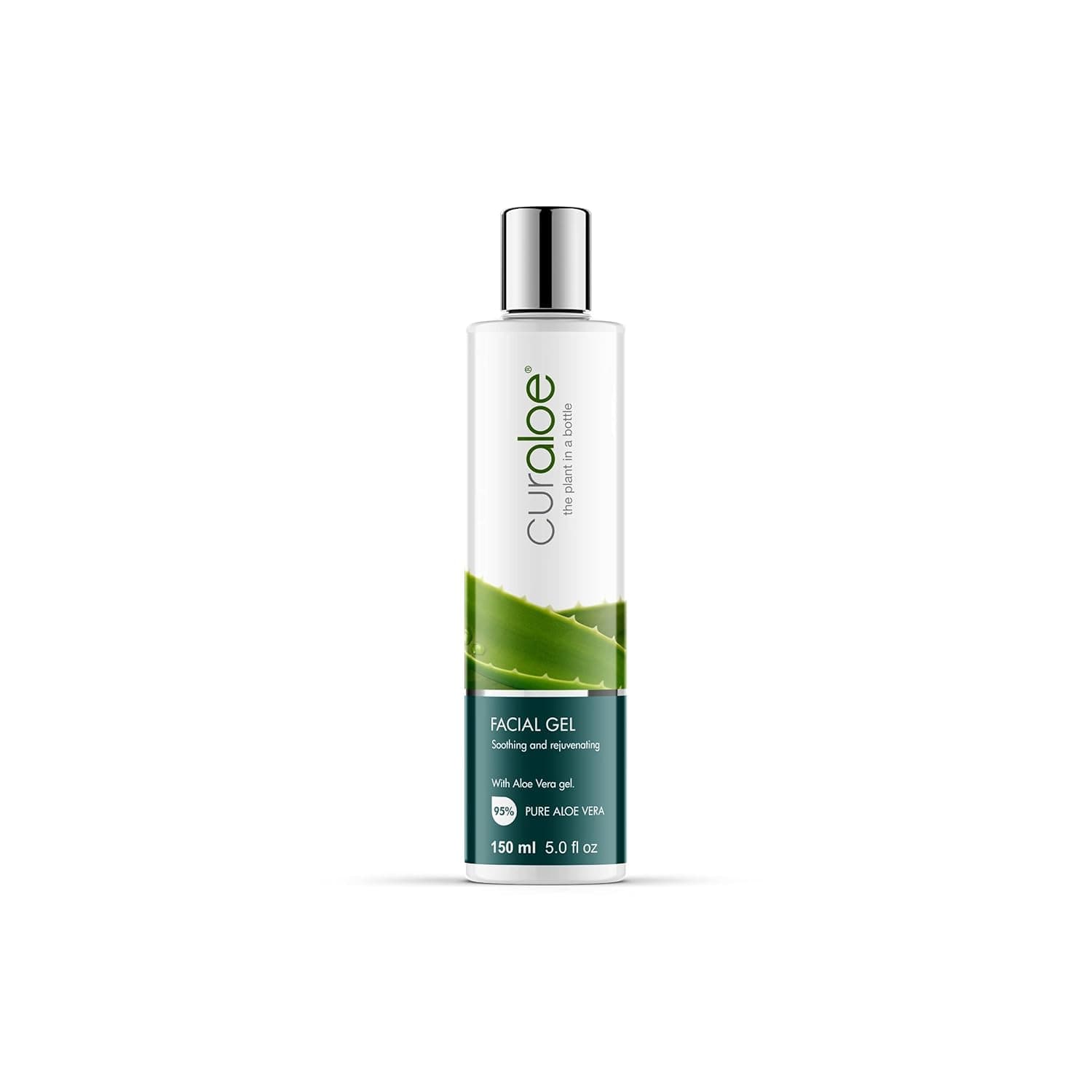 Curaloe Aloe Vera Facial Gel 95% Pure Organic Aloe | Naturally Soothes Dry Itchy Skin | Cools Sunburn | Moisturizes Oily Skin | Men and Women | Safe for Sensitive Skin & Delicate Facial Areas