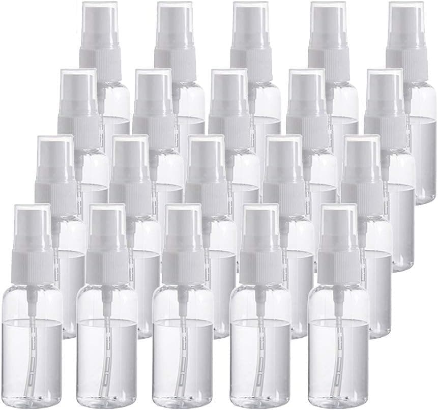 OJYUDD 20 Pack 20ml (0.67oz) Extra Fine Mist Mini Clear Spray Bottles with Pump Spray Cap Refillable Reusable Empty Plastic Travel Bottles for Essential Oils,Cleaning,Perfumes