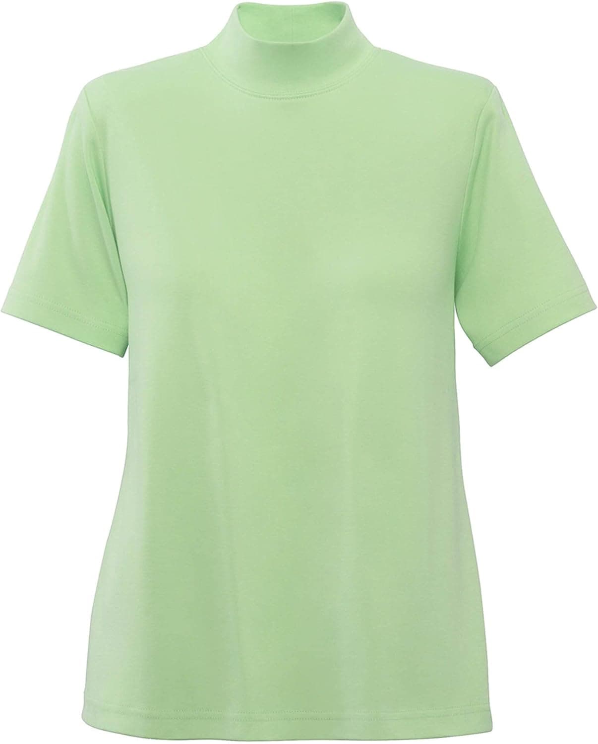 UltraSofts Short Sleeve Mock Turtleneck Top, Exclusive Comfort Knit, UPF 50+ Fabric, Classic Comfortable Style, Pistachio, Small
